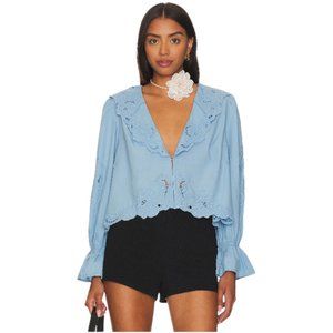 Free People Maisie Cutwork Top, Revolve, Light Blue